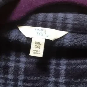 Time and Tru Tops Womens Time Tru Fleece Blue Black Plaid